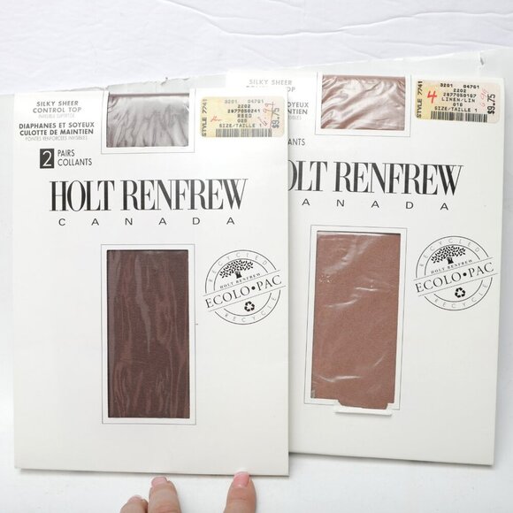 Vintage HOLT RENFREW Silky Sheer Pantyhose Nylons Control Top NEW 4 Pairs Lycra - Picture 1 of 8